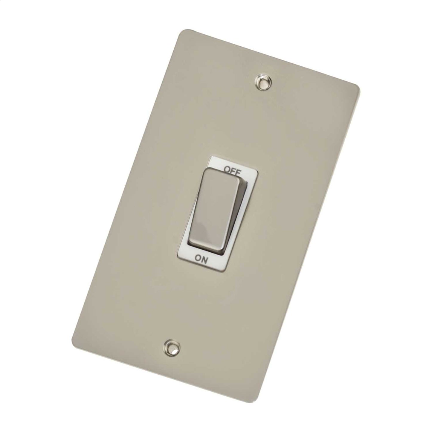Scolmore Click Define 45A DP 2 Gang Vertical Switch White Insert Pearl Nickel