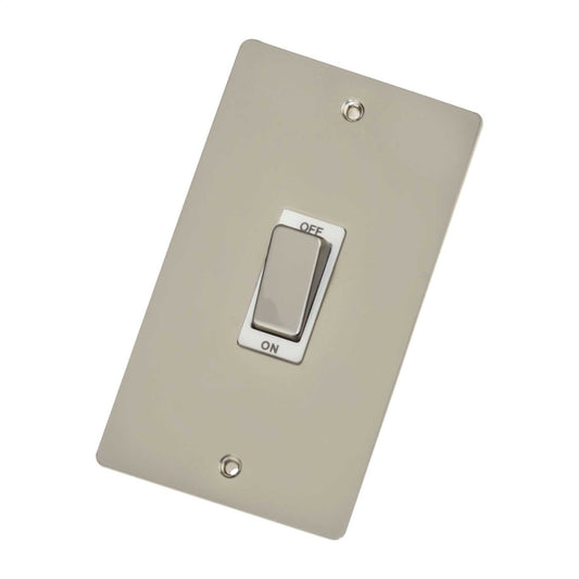 Scolmore Click Define 45A DP 2 Gang Vertical Switch White Insert Pearl Nickel