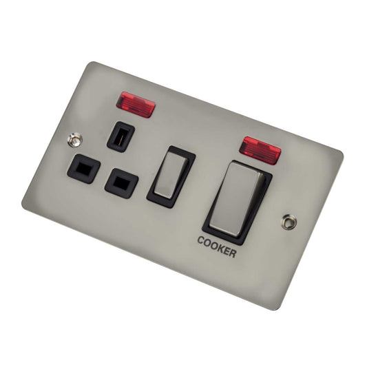 Scolmore Click Define 45A Cooker Control Unit with Neon Black Insert Pearl Nickel