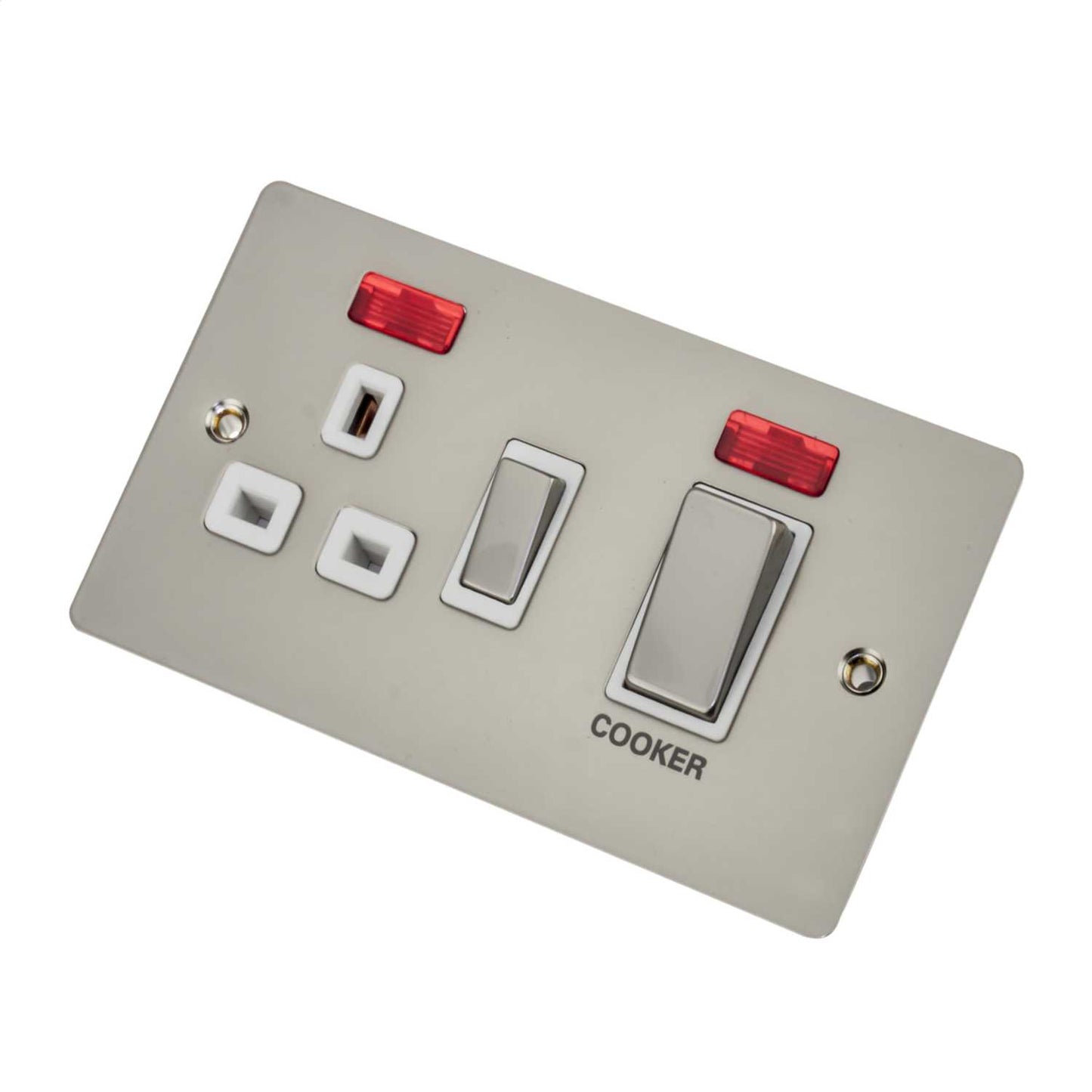 Scolmore Click Define 45A Cooker Control Unit with Neon White Insert Pearl Nickel