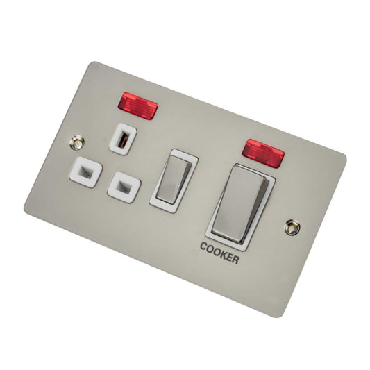 Scolmore Click Define 45A Cooker Control Unit with Neon White Insert Pearl Nickel