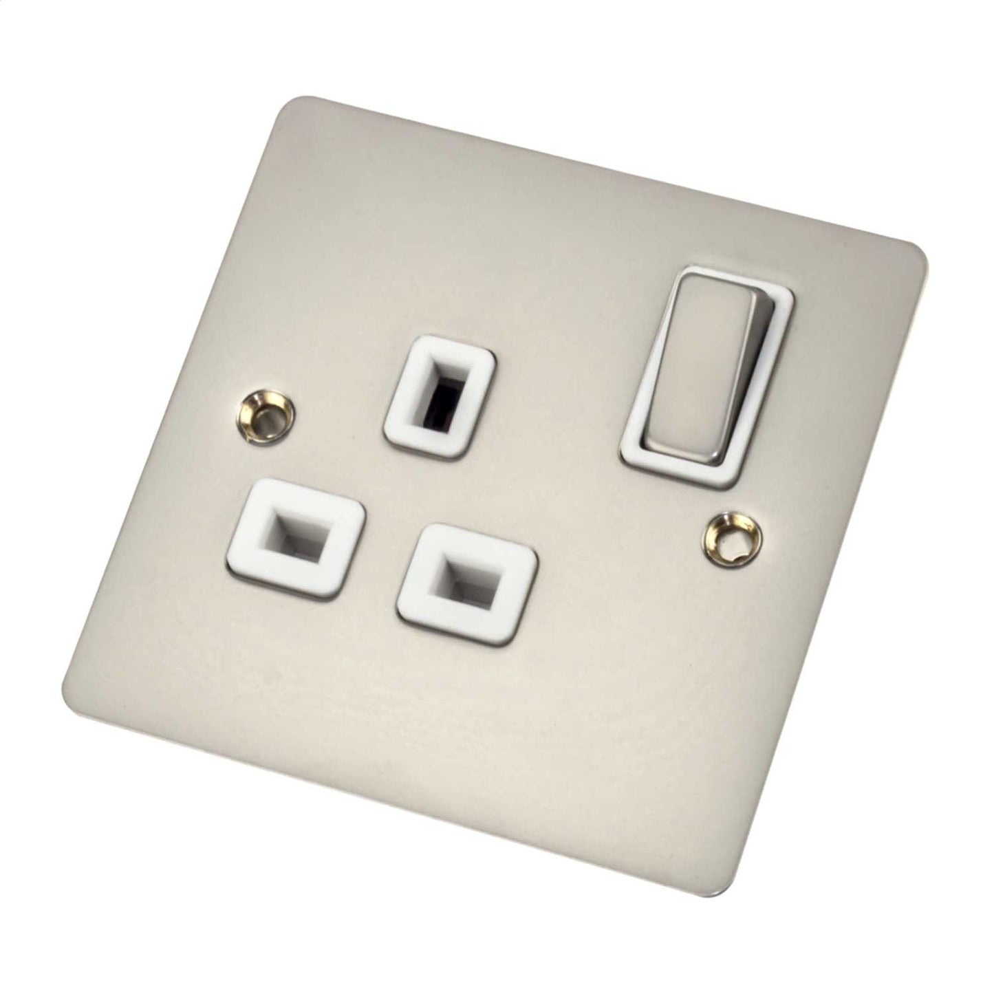 Scolmore Click Define 13A DP 1 Gang Switched Socket White Insert Pearl Nickel