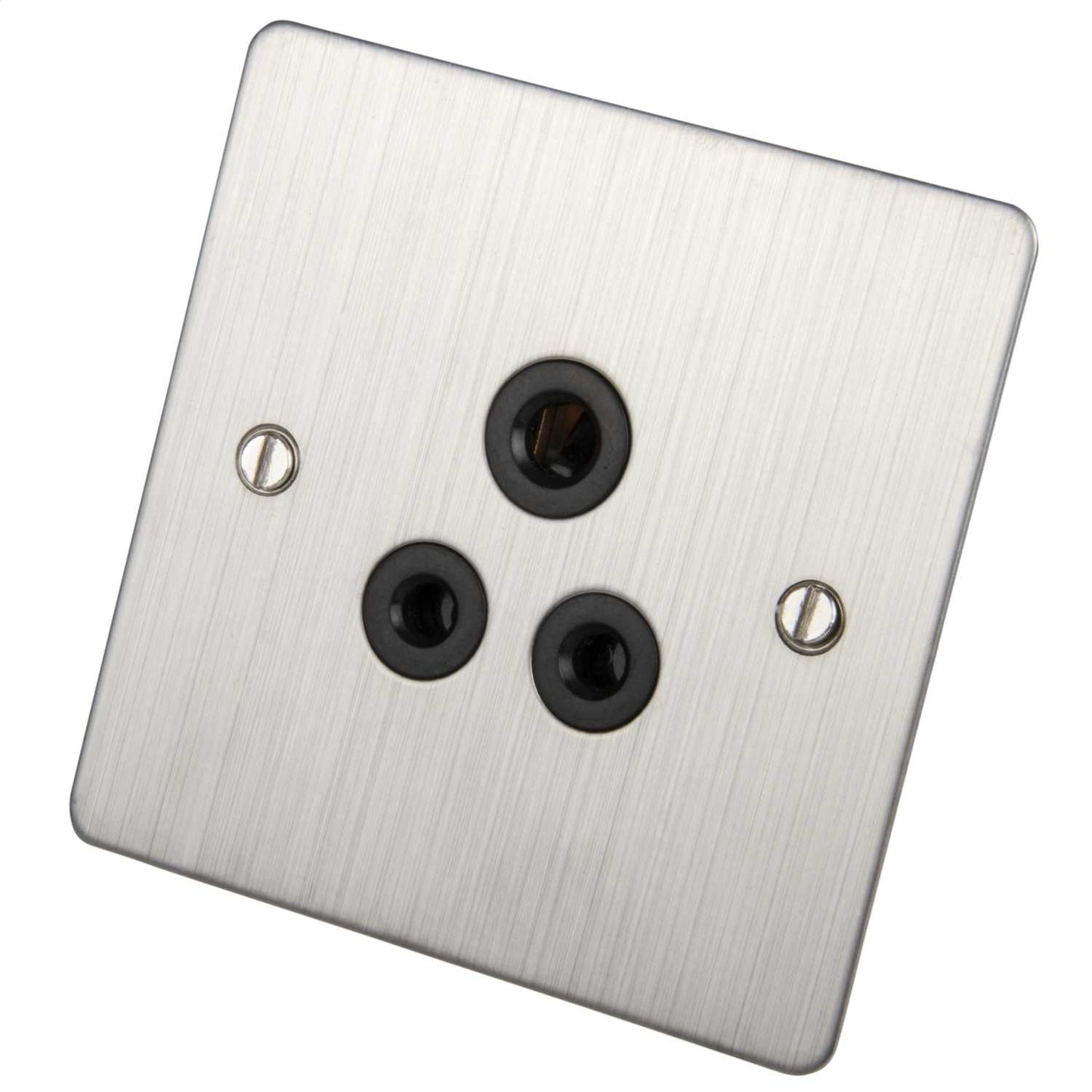Scolmore Click Define 5A 1 Gang Unswitched Round Pin Socket Black Insert Stainless Steel