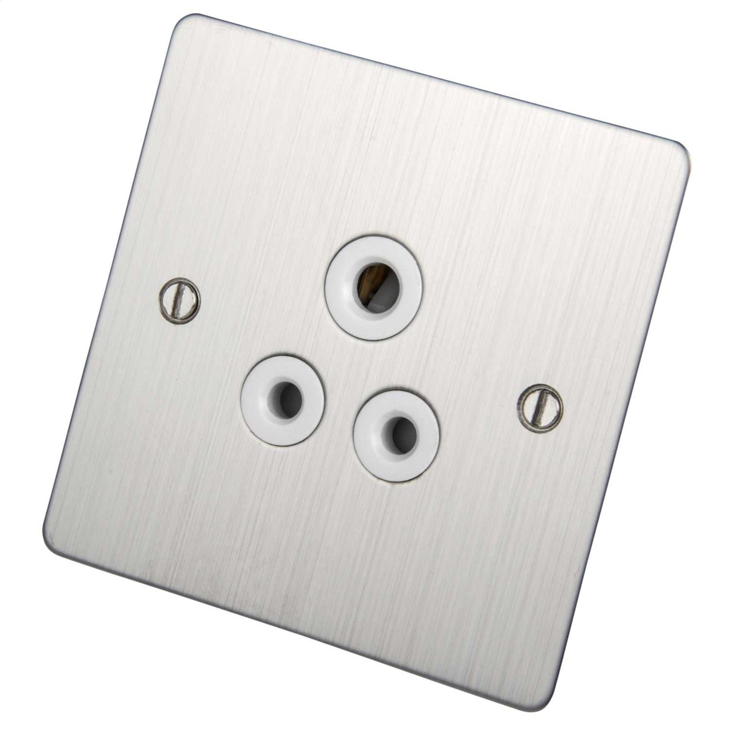 Scolmore Click Define 5A 1 Gang Unswitched Round Pin Socket White Insert Stainless Steel