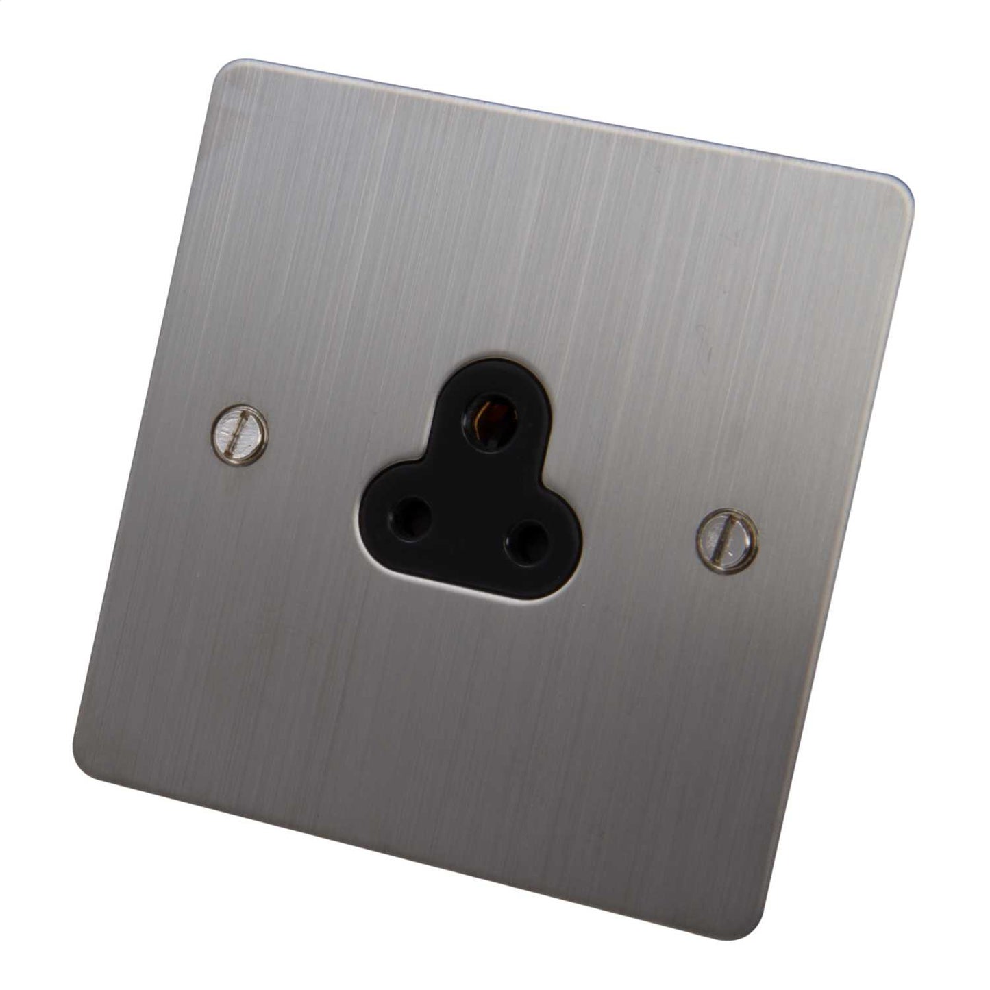 Scolmore Click Define 2A 1 Gang Unswitched Round Pin Socket Black Insert Stainless Steel