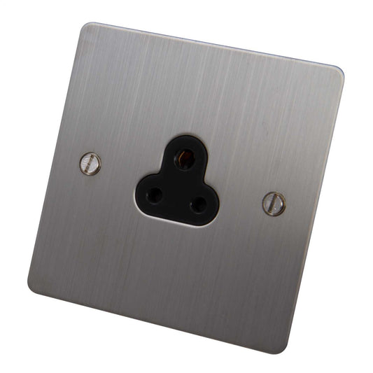 Scolmore Click Define 2A 1 Gang Unswitched Round Pin Socket Black Insert Stainless Steel