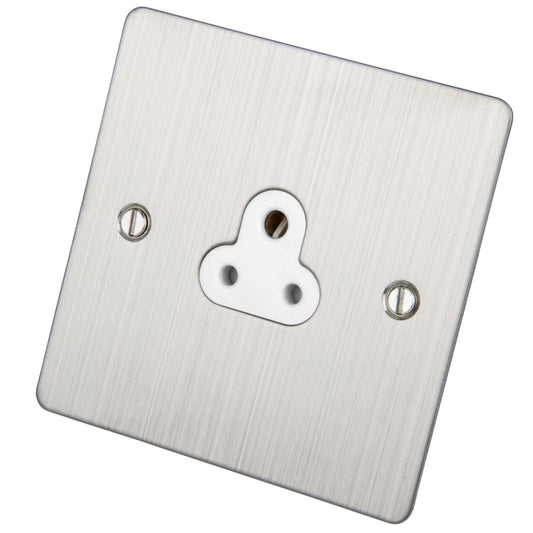 Scolmore Click Define 2A 1 Gang Unswitched Round Pin Socket White Insert Stainless Steel