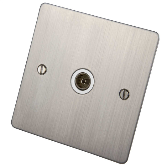 Scolmore Click Define 1 Gang Non Isolated Coaxial Socket White Insert Stainless Steel