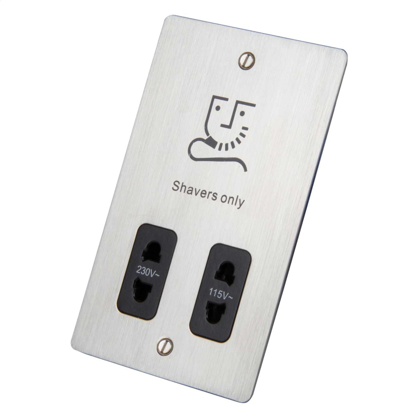 Scolmore Click Define Dual Voltage Shaver Socket Black Insert Stainless Steel