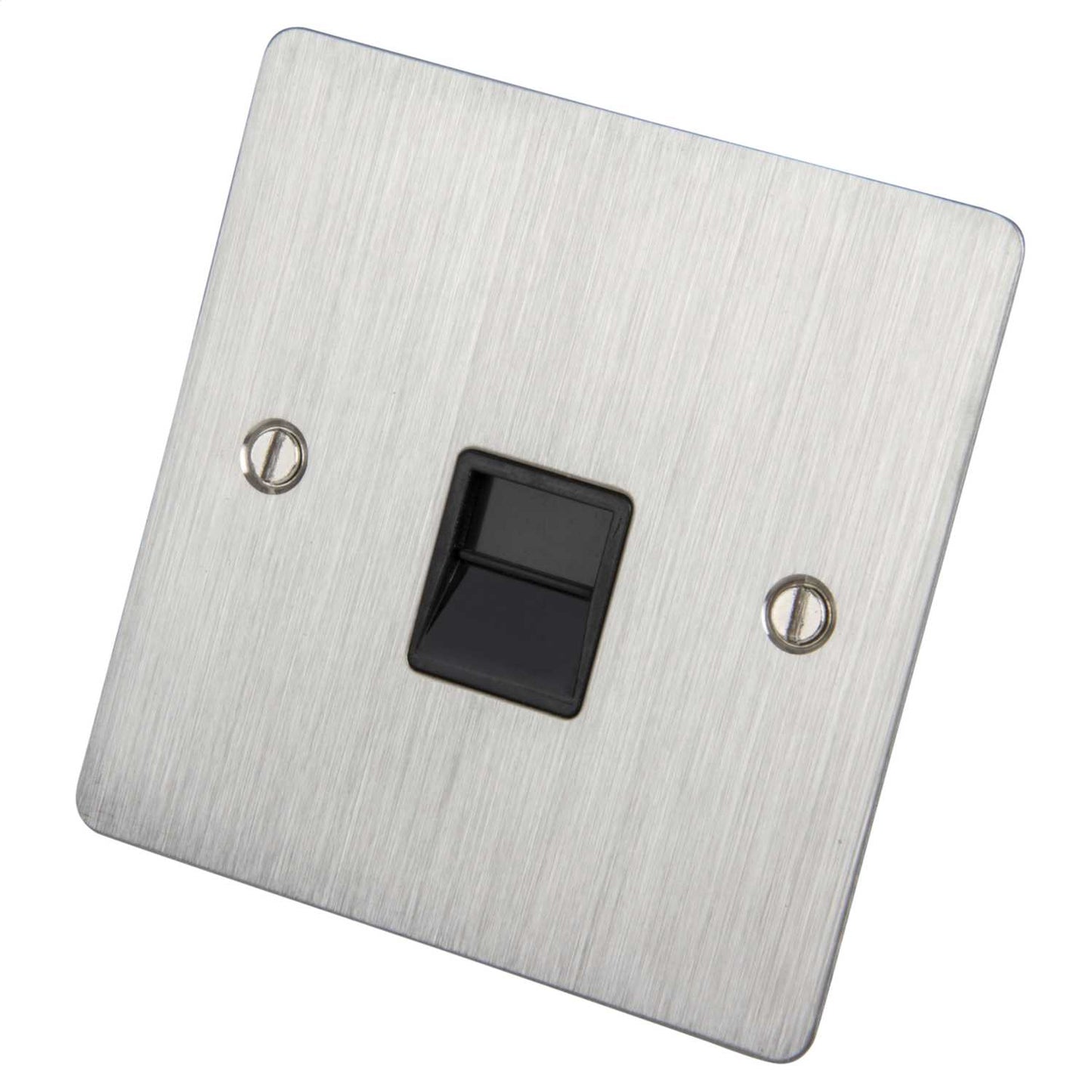 Scolmore Click Define 1 Gang Master Telephone Socket Black Insert Stainless Steel