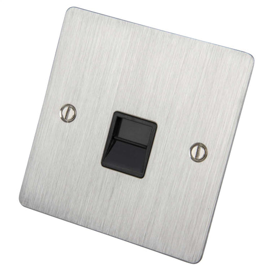 Scolmore Click Define 1 Gang Master Telephone Socket Black Insert Stainless Steel