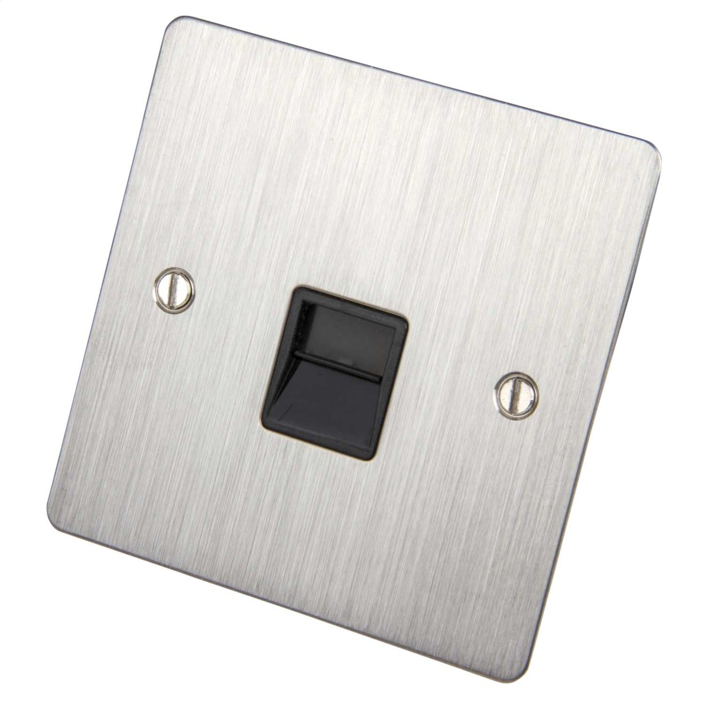 Scolmore Click Define 1 Gang Secondary Telephone Socket Black Insert Stainless Steel