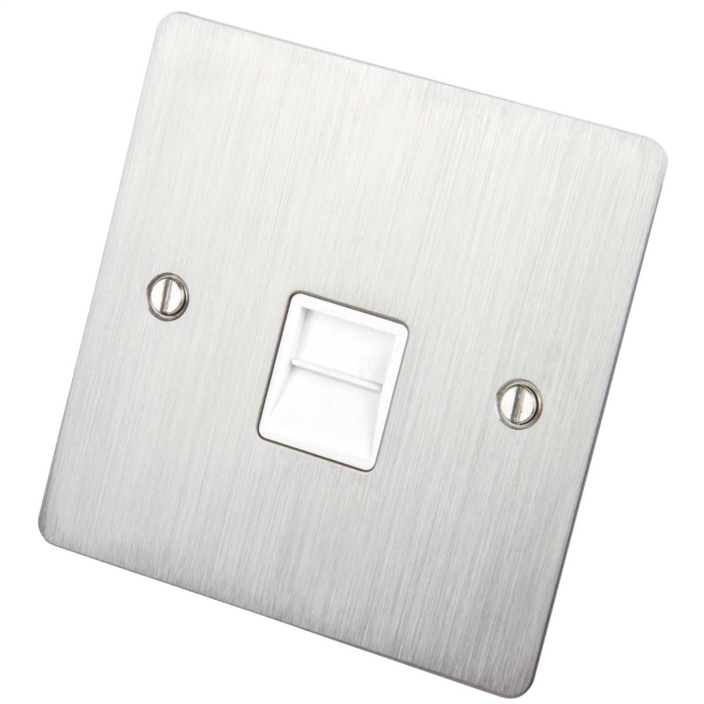 Scolmore Click Define 1 Gang Secondary Telephone Socket White Insert Stainless Steel