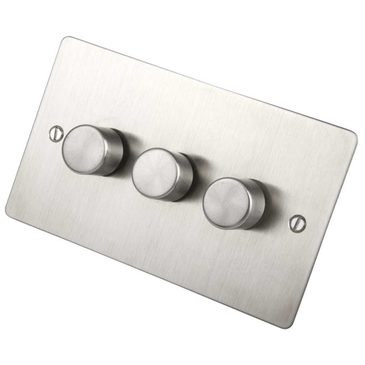 Scolmore Click Define 400W 3 Gang 2 Way Dimmer Switch Stainless Steel