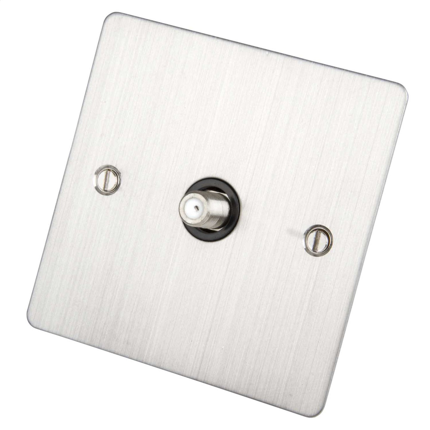 Scolmore Click Define 1 Gang Non Isolated Satellite Socket Black Insert Stainless Steel