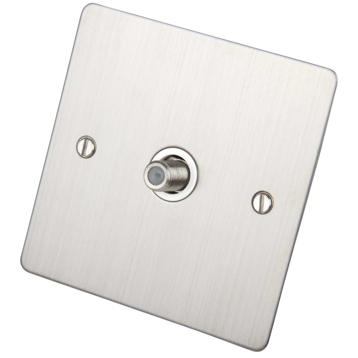 Scolmore Click Define 1 Gang Non Isolated Satellite Socket White Insert Stainless Steel