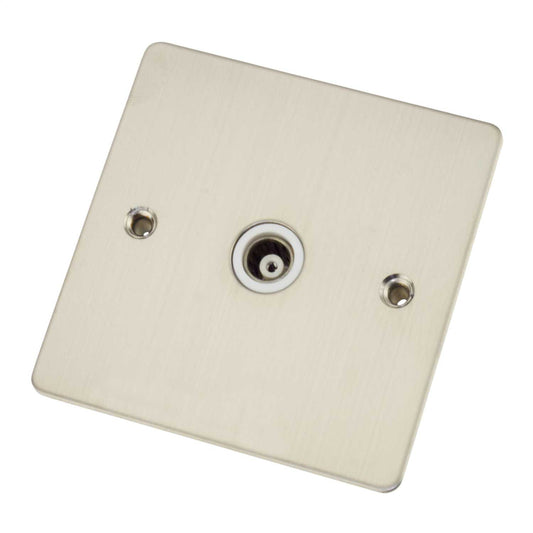 Scolmore Click Define 1 Gang Isolated Coaxial Socket White Insert Stainless Steel