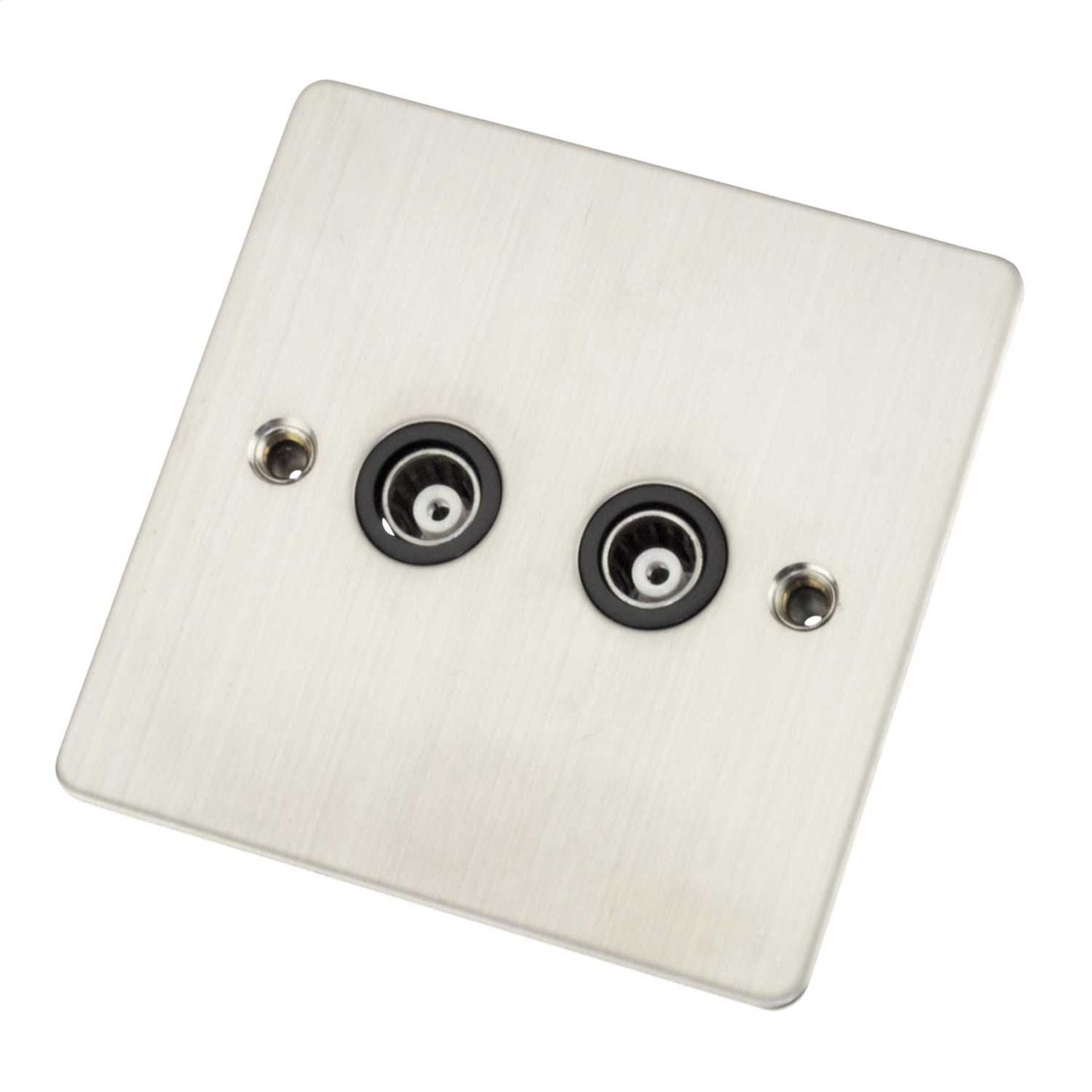 Scolmore Click Define 1 Gang Isolated Twin Coaxial Socket Black Insert Stainless Steel