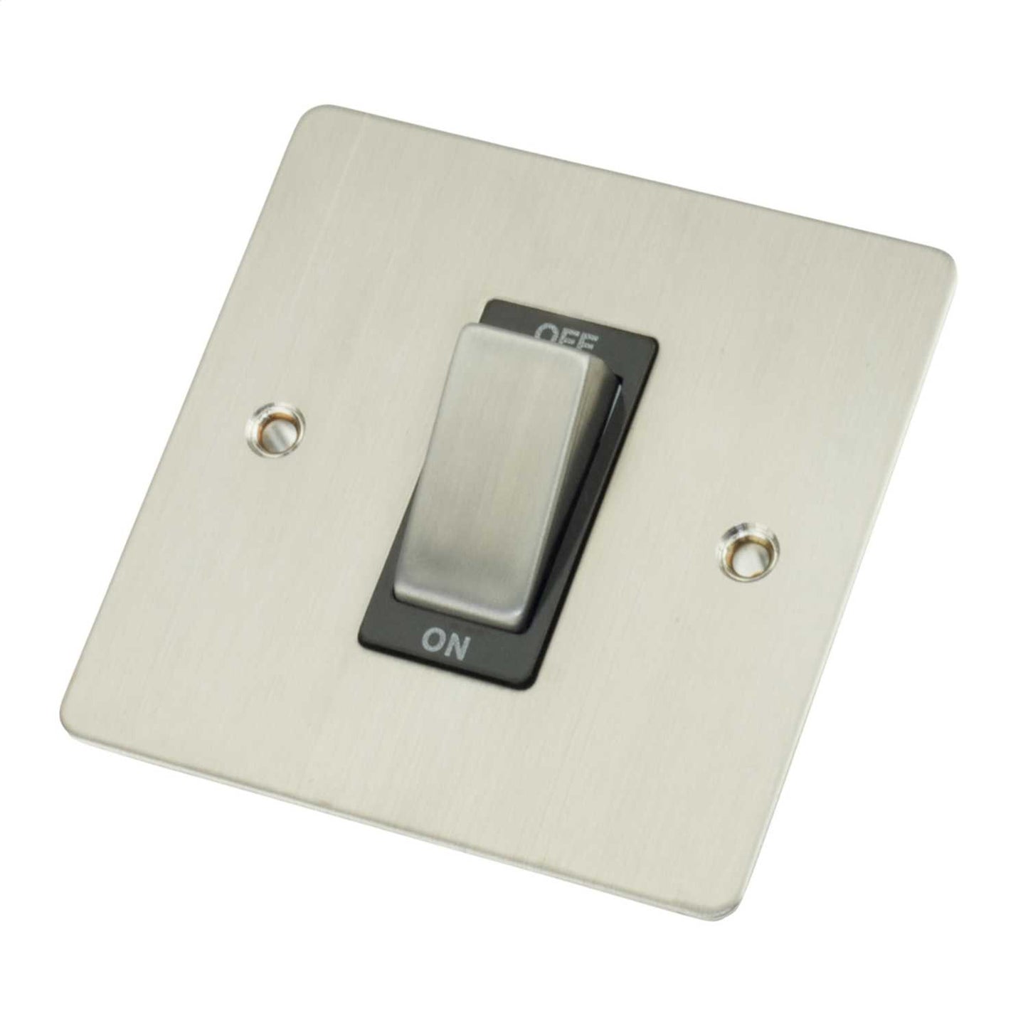 Scolmore Click Define 45A DP 1 Gang Switch Black Insert Stainless Steel