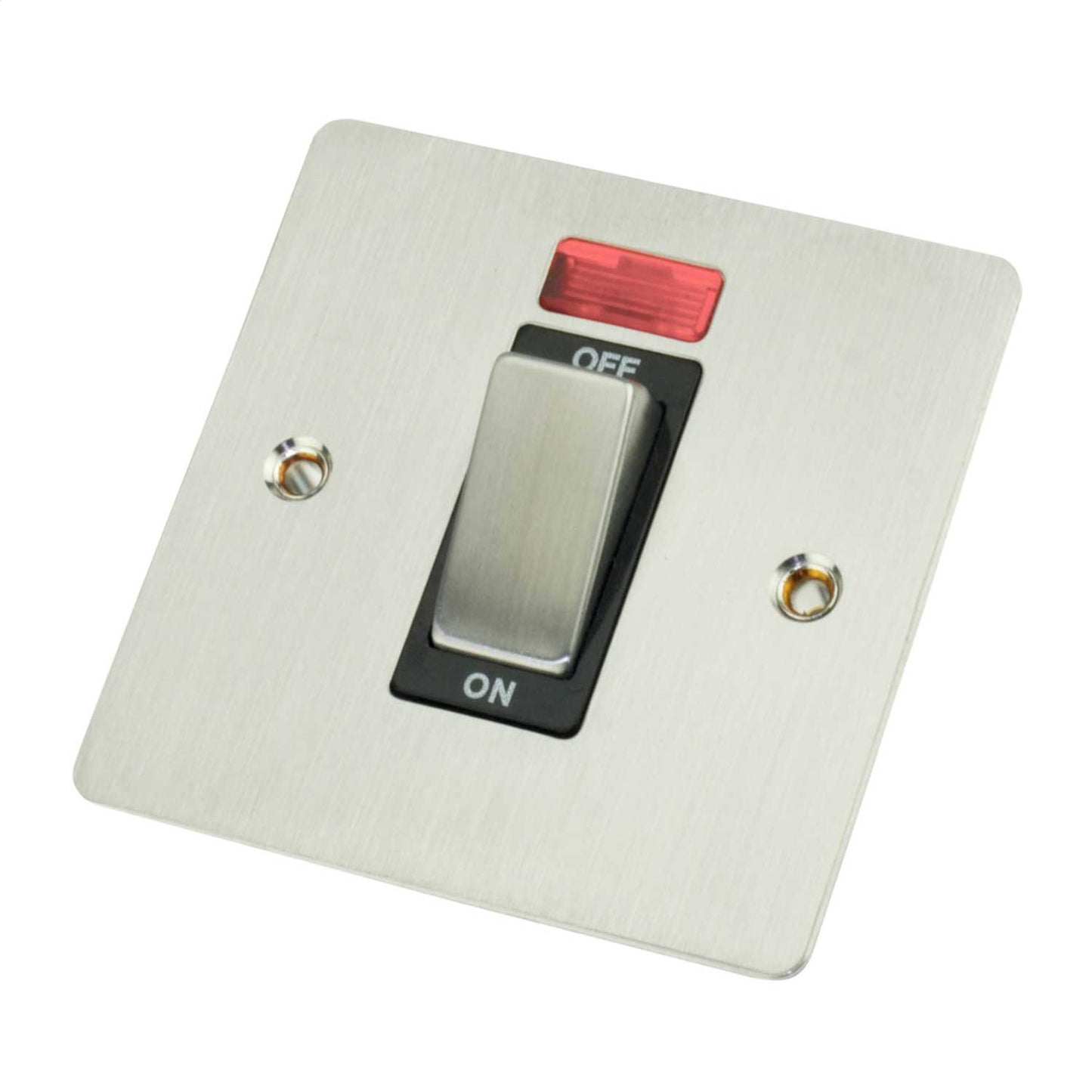Scolmore Click Define 45A DP 1 Gang Switch with Neon Black Insert Stainless Steel
