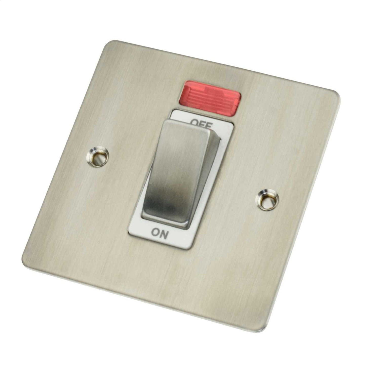 Scolmore Click Define 45A DP 1 Gang Switch with Neon White Insert Stainless Steel