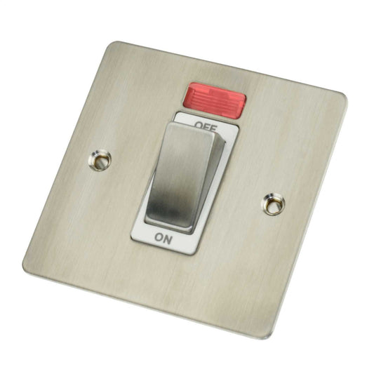 Scolmore Click Define 45A DP 1 Gang Switch with Neon White Insert Stainless Steel