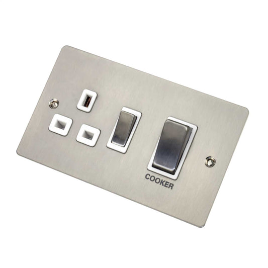 Scolmore Click Define 45A Cooker Control Unit White Insert Stainless Steel