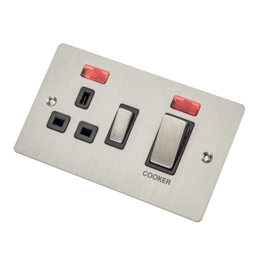 Scolmore Click Define 45A Cooker Control Unit with Neon Black Insert Stainless Steel