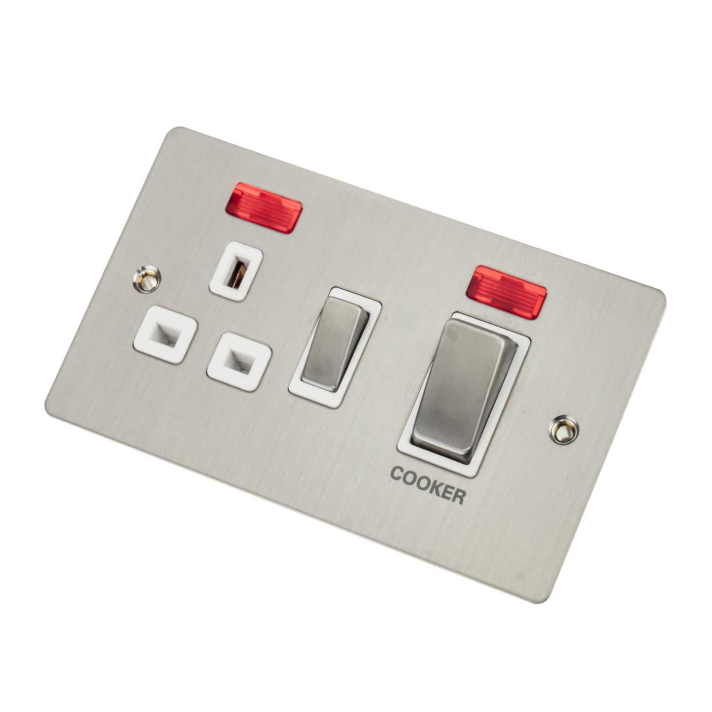 Scolmore Click Define 45A Cooker Control Unit with Neon White Insert Stainless Steel