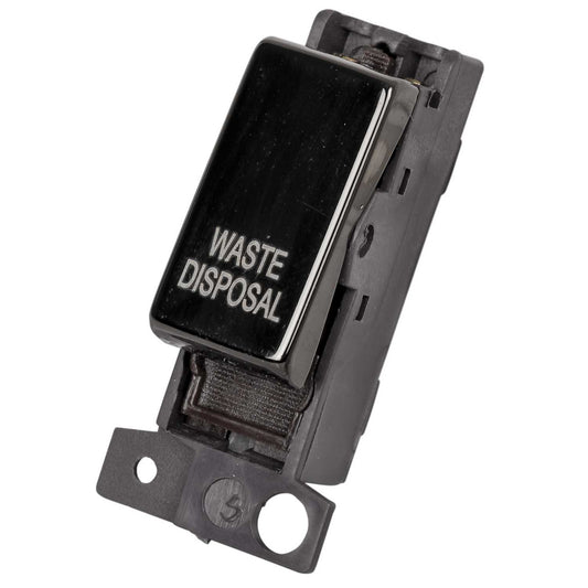 Scolmore Click Mini Grid 10A Double Pole Switch Module marked Waste Disposal Black Nickel