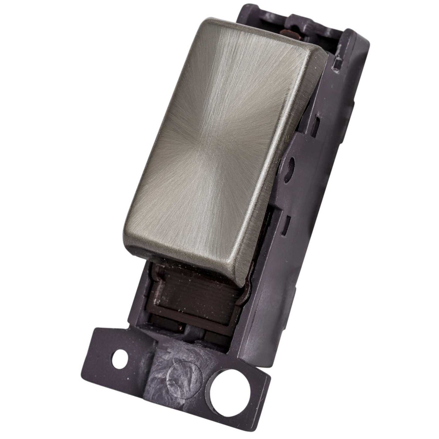 Scolmore Click Mini Grid 10A Double Pole Switch Module Brushed Steel
