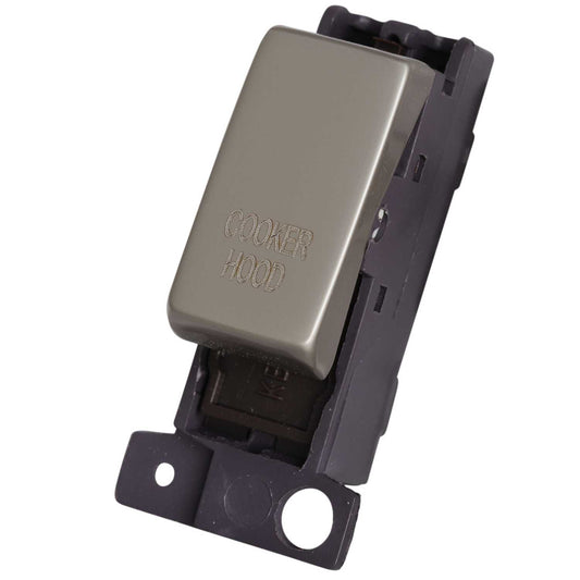 Scolmore Click Mini Grid 10A Double Pole Switch Module marked Cooker Hood Pearl Nickel