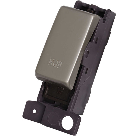 Scolmore Click Mini Grid 10A Double Pole Switch Module marked Hob Pearl Nickel