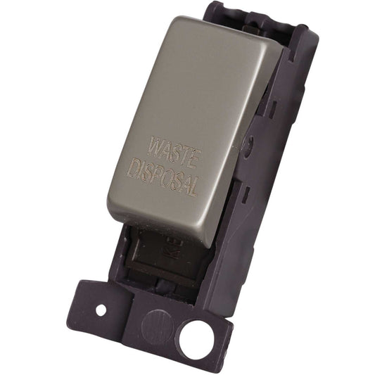 Scolmore Click Mini Grid 10A Double Pole Switch Module marked Waste Disposal Pearl Nickel