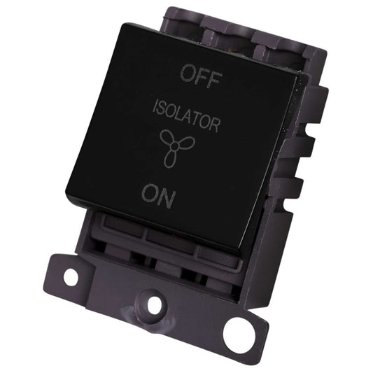 Scolmore Click Mini Grid 10A Triple Pole Fan Isolator Switch Module Black