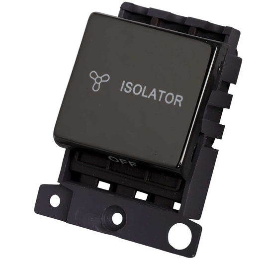 Scolmore Click Mini Grid 10A Triple Pole Fan Isolator Switch Module Black Nickel