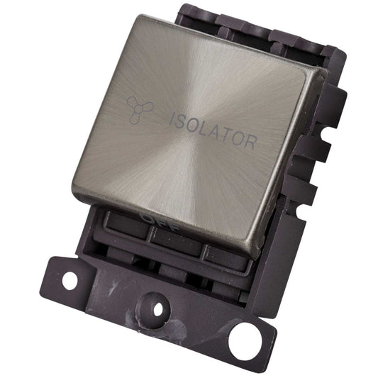 Scolmore Click Mini Grid 10A Triple Pole Fan Isolator Switch Module Brushed Steel