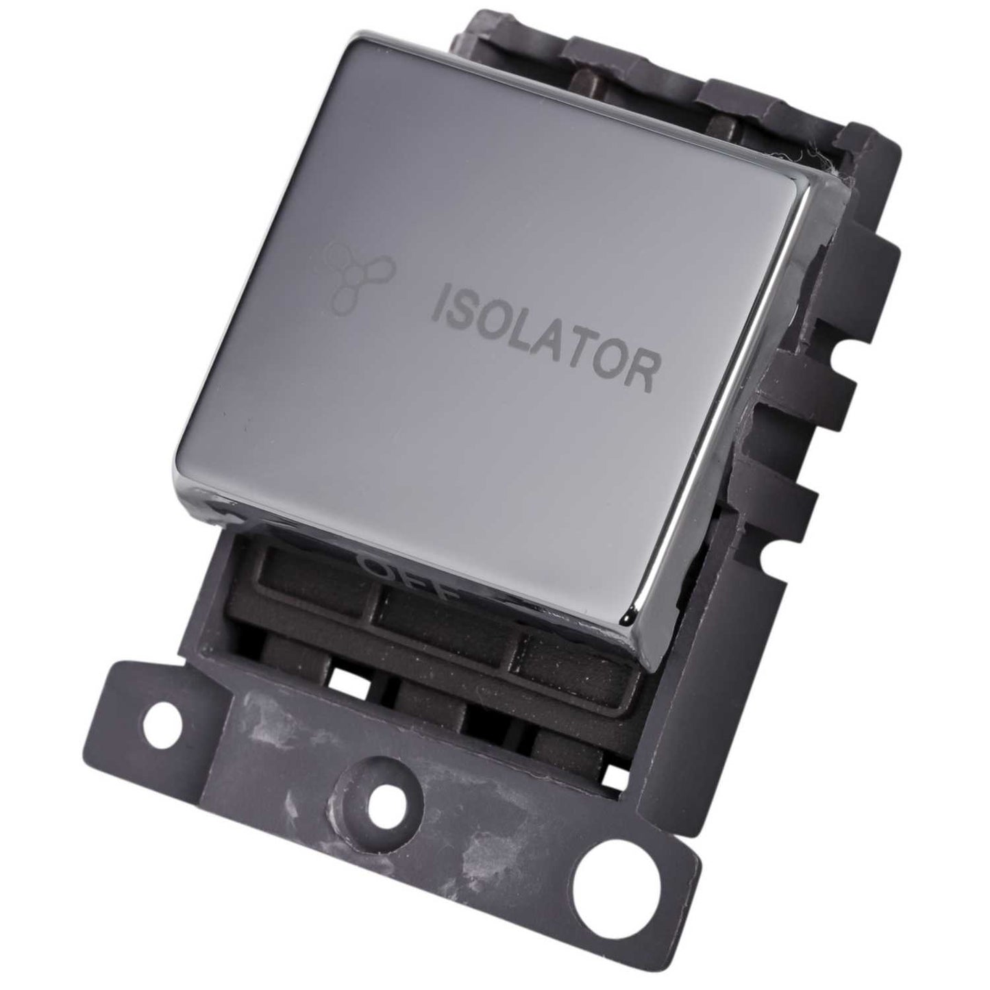 Scolmore Click Mini Grid 10A Triple Pole Fan Isolator Switch Module Polished Chrome