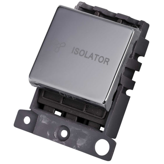 Scolmore Click Mini Grid 10A Triple Pole Fan Isolator Switch Module Polished Chrome