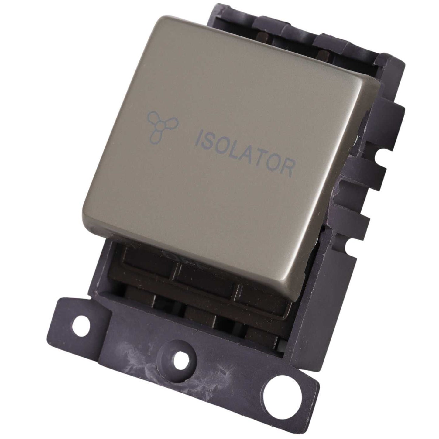 Scolmore Click Mini Grid 10A Triple Pole Fan Isolator Switch Module Pearl Nickel