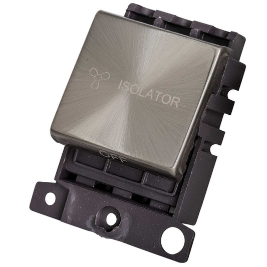 Scolmore Click Mini Grid 10A Triple Pole Fan Isolator Switch Module Satin Chrome