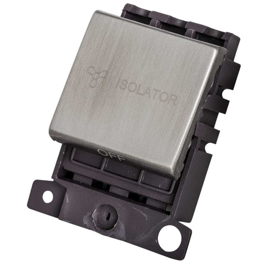 Scolmore Click Mini Grid 10A Triple Pole Fan Isolator Switch Module Stainless Steel