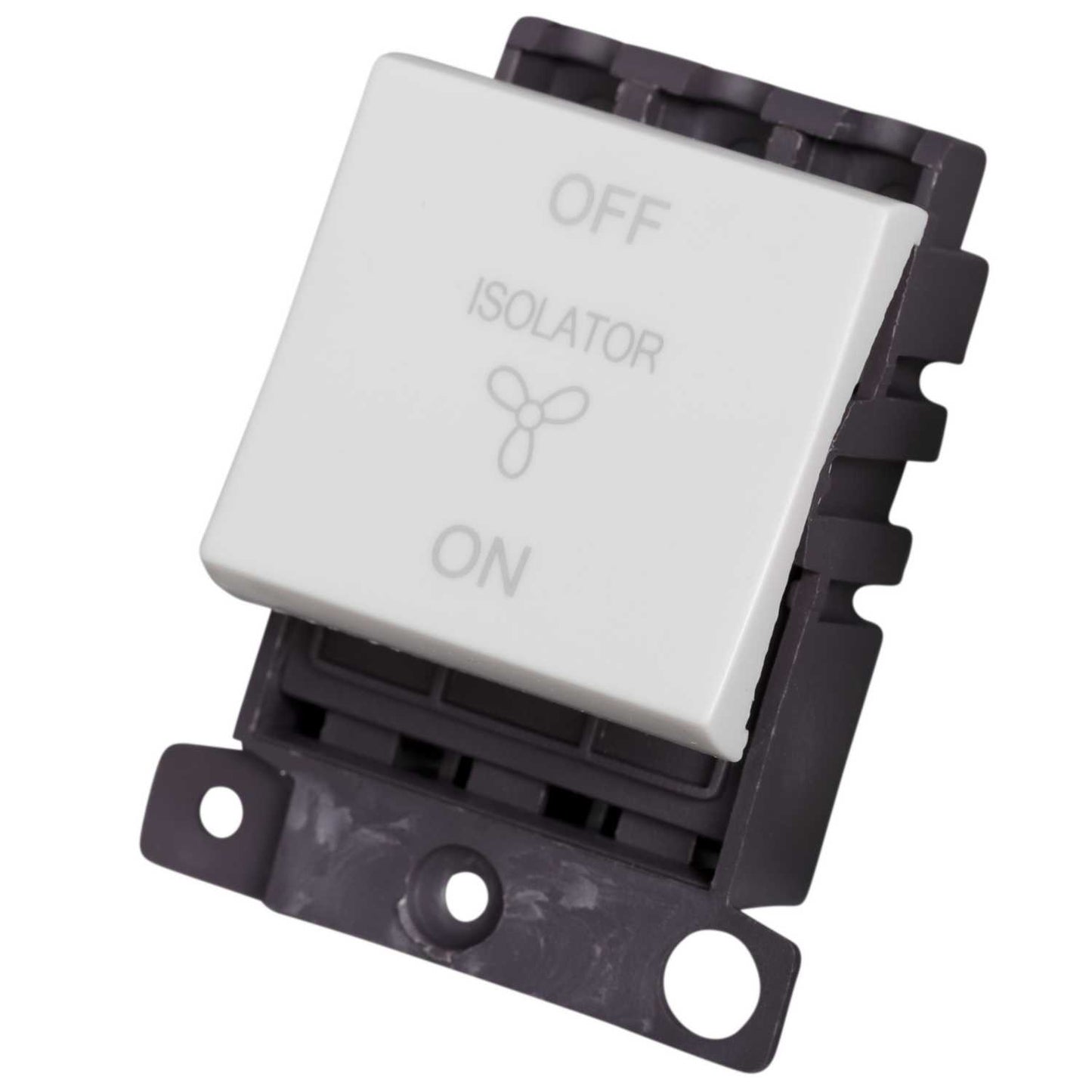 Scolmore Click Mini Grid 10A Triple Pole Fan Isolation Switch Module Polar White