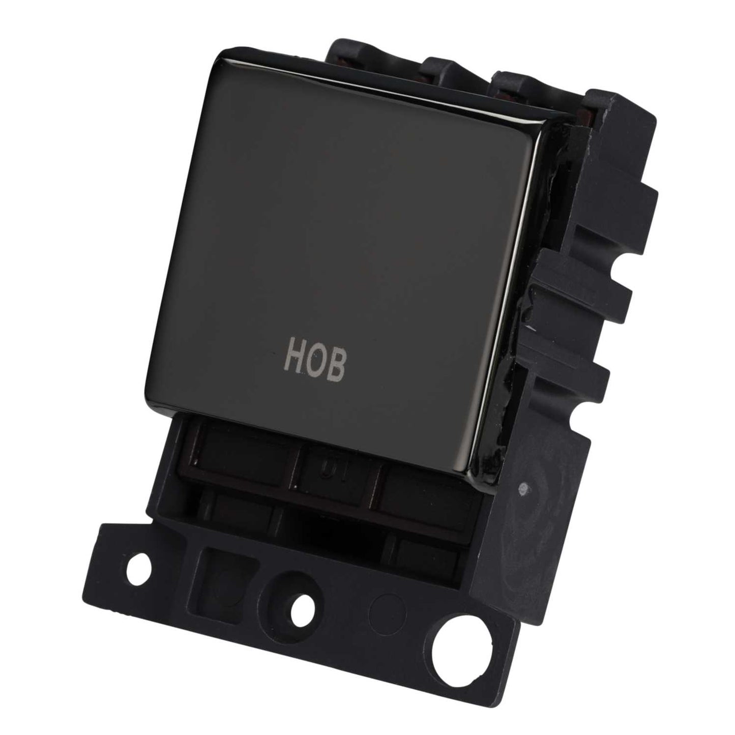 Scolmore Click Mini Grid 20A Double Pole Switch Module marked Hob Black Nickel