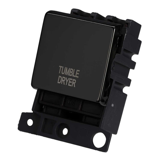 Scolmore Click Mini Grid 20A Double Pole Switch Module marked Tumble Dryer Black Nickel