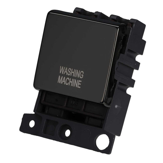 Scolmore Click Mini Grid 20A Double Pole Switch Module marked Washing Machine Black Nickel