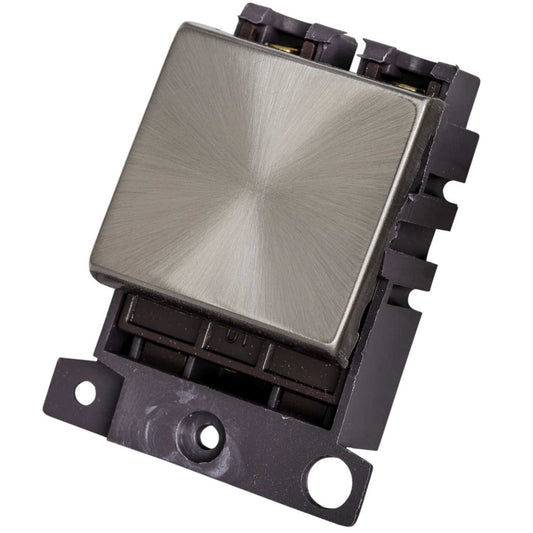 Scolmore Click Mini Grid 20A Double Pole Switch Module Brushed Steel
