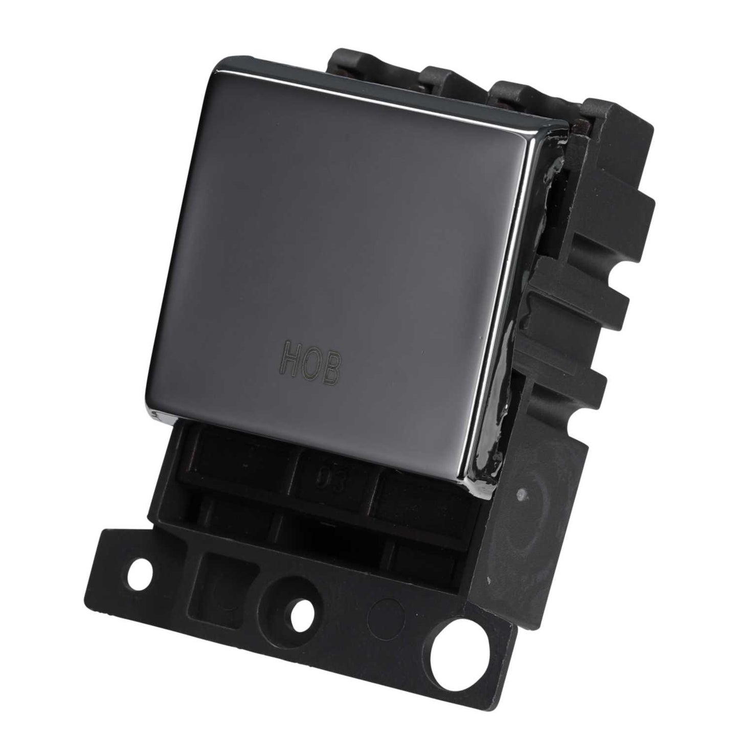 Scolmore Click Mini Grid 20A Double Pole Switch Module marked Hob Polished Chrome