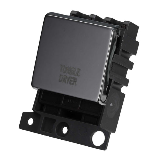 Scolmore Click Mini Grid 20A Double Pole Switch Module marked Tumble Dryer Polished Chrome