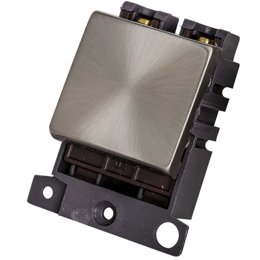 Scolmore Click Mini Grid 20A Double Pole Switch Module Satin Chrome